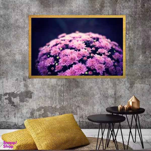 تابلو بکلیت طرح طبیعت و گل بنفش مدل قاب شاسی T-S8517