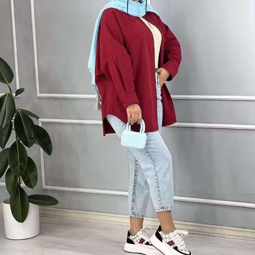 شومیز پشت دکمه لینن رنگبندی جذاب فری از 36 تا 48 