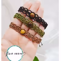 دستبند مکرومه بافی اسپرت میکرو مکرومه با چشم ببر