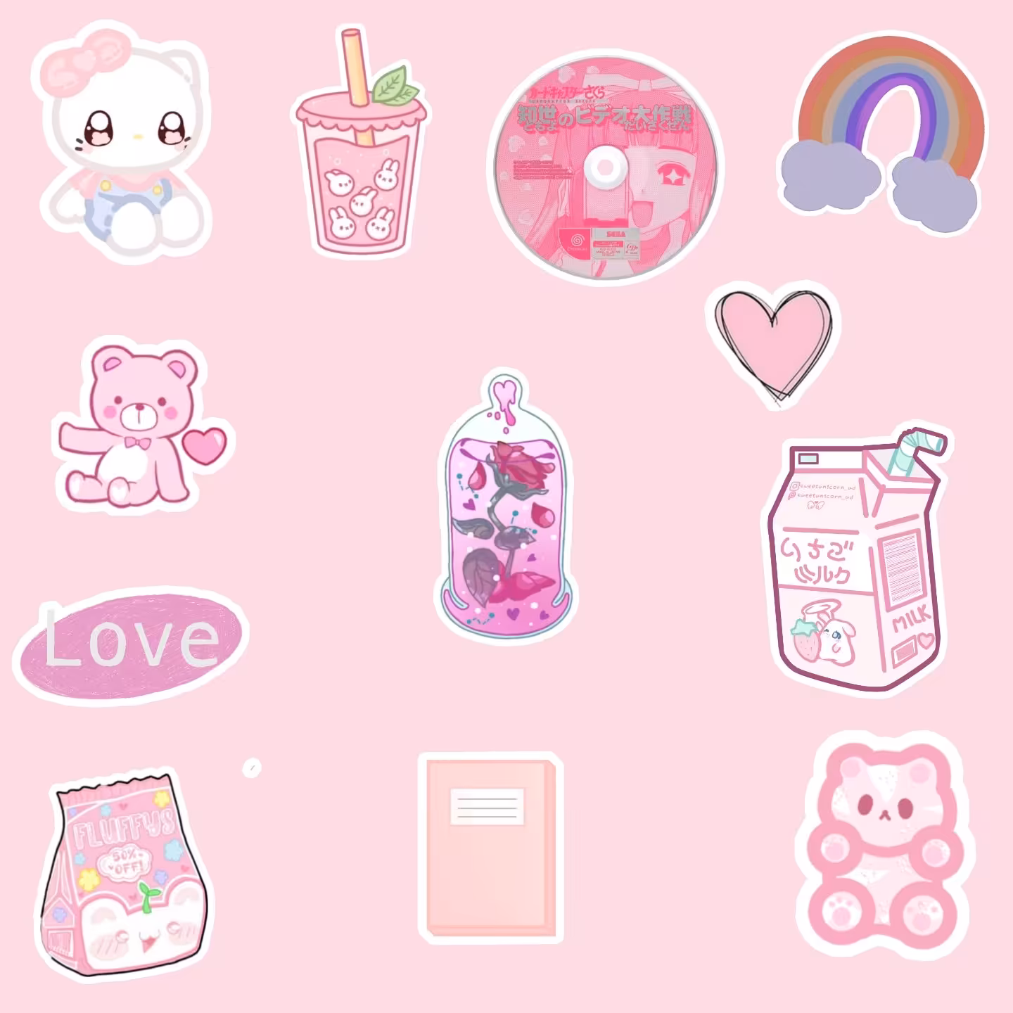 پک 12 تایی استیکر صورتی