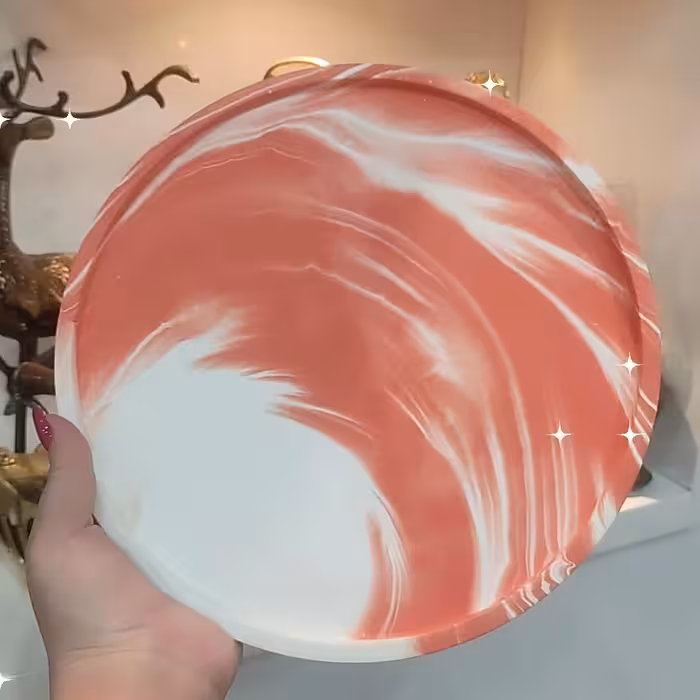 سینی بتنی گرد در رنگ سفیدوابروبادی