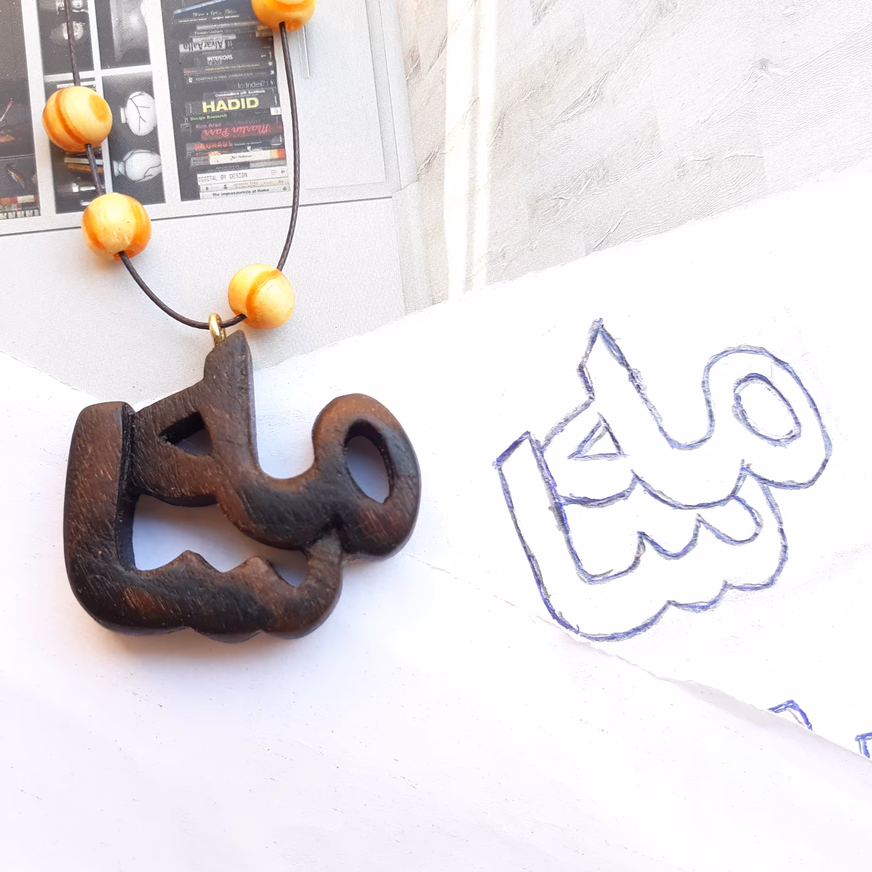 اسم چوبی مهسا جنس چوب گردو  معرقکاری  دستساز  چوبکده بید سفید