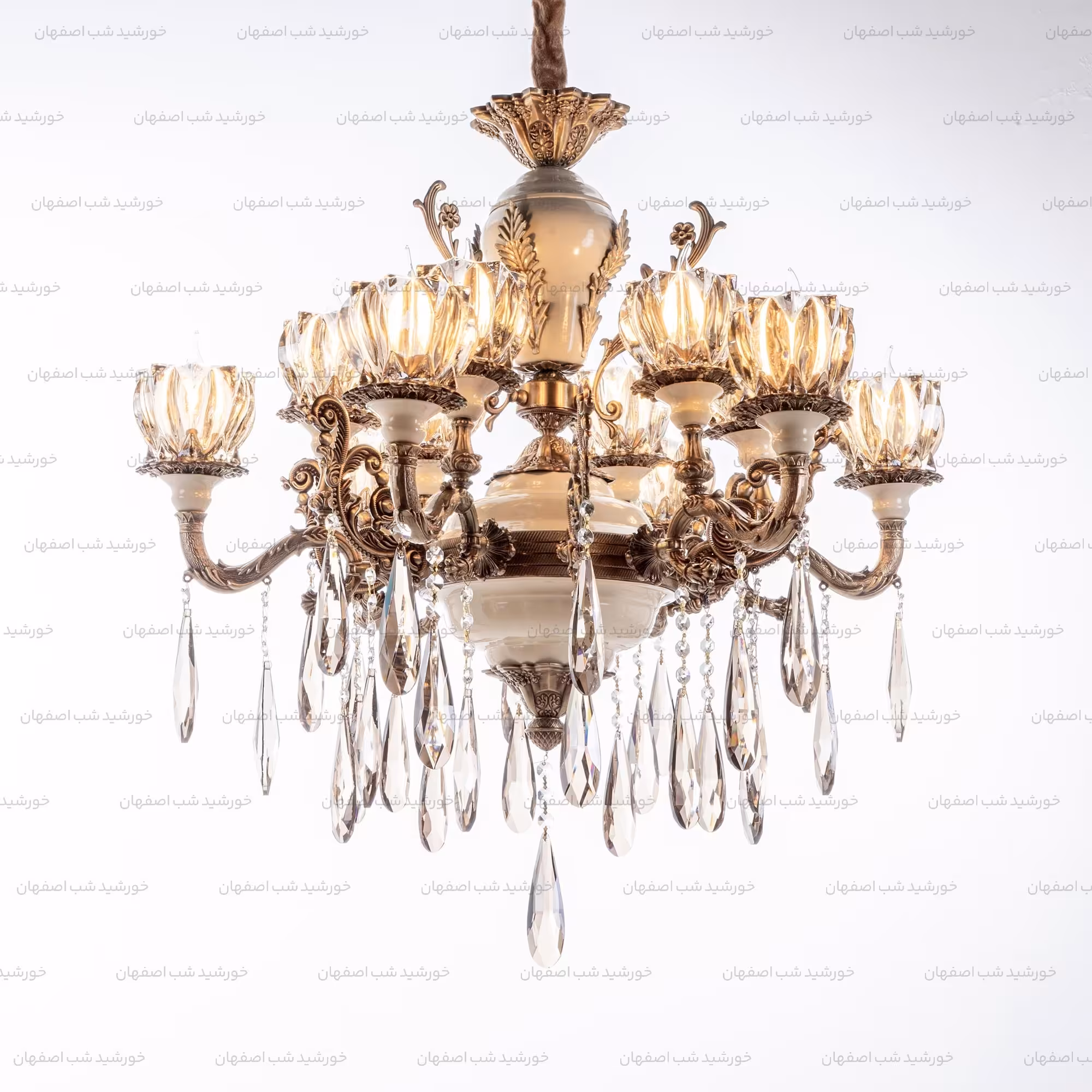 لوستر آناهیتا کاپی  5شاخه 10شعله کرم نسکافه ای