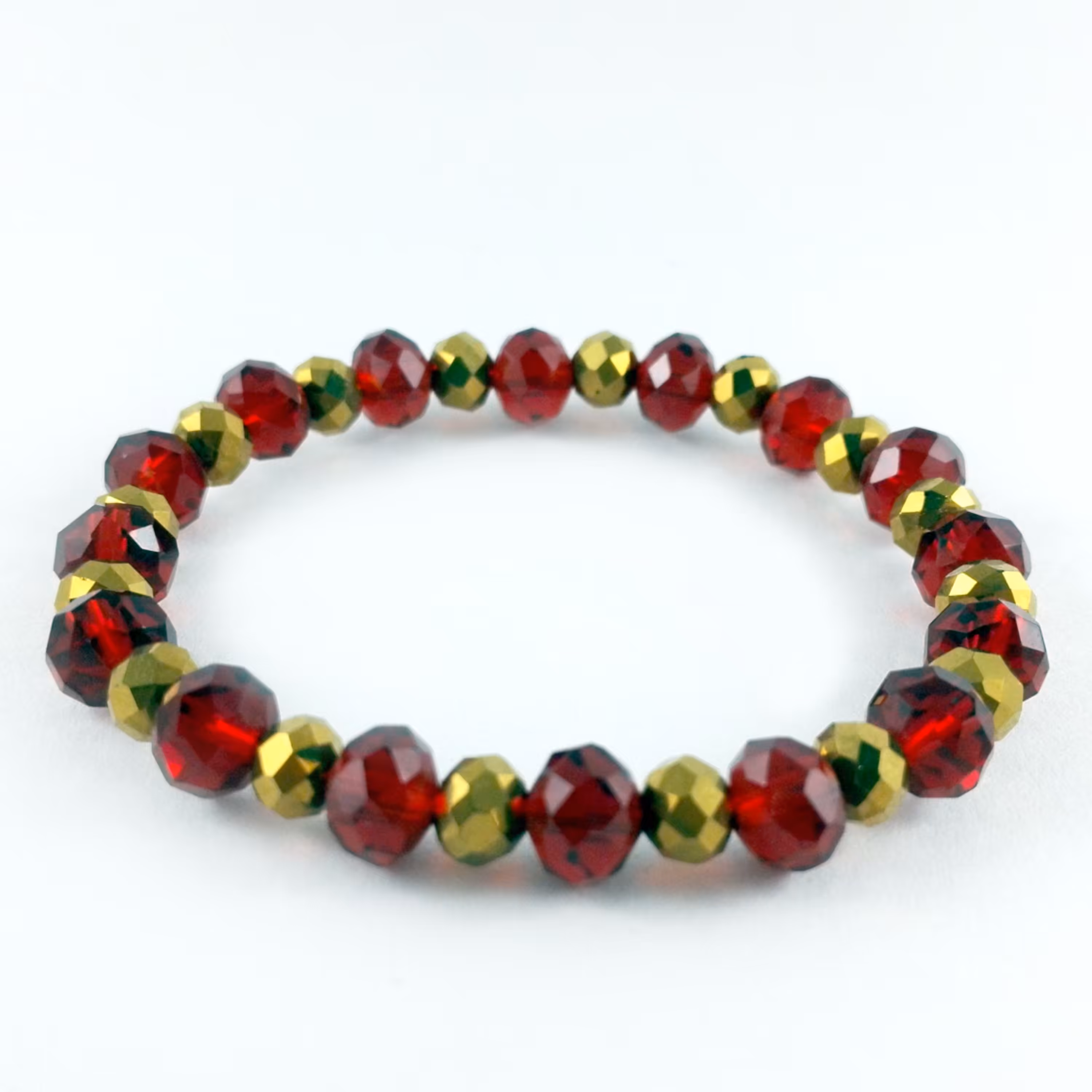 دستبند مهره ای کریستالی قرمز و مشکی کد 506