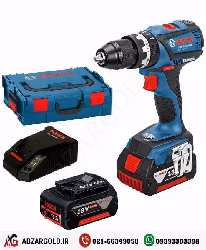 دریل پیچ گوشتی شارژی بوش 18 ولت چکشی مدل GSB18VE-EC