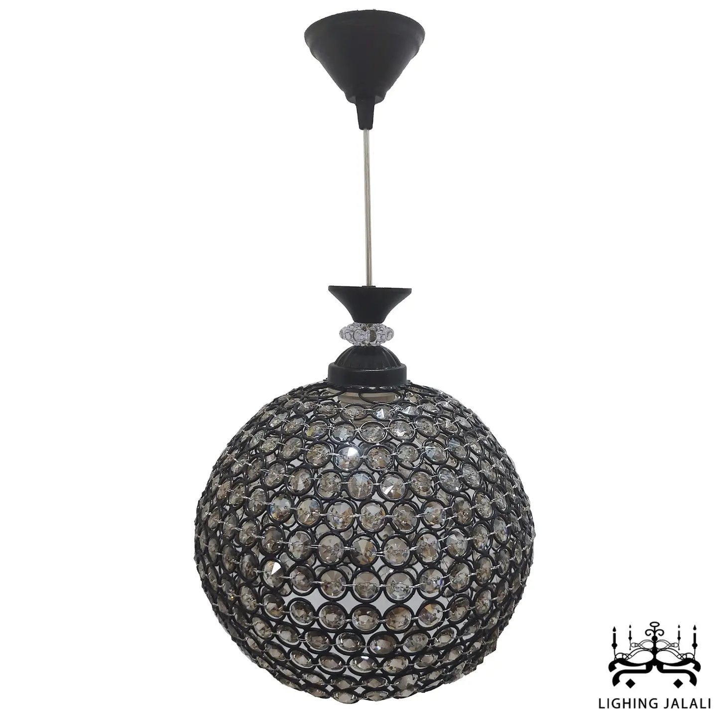 لوستر آویز تک شعله 25 کریستالی مشکی