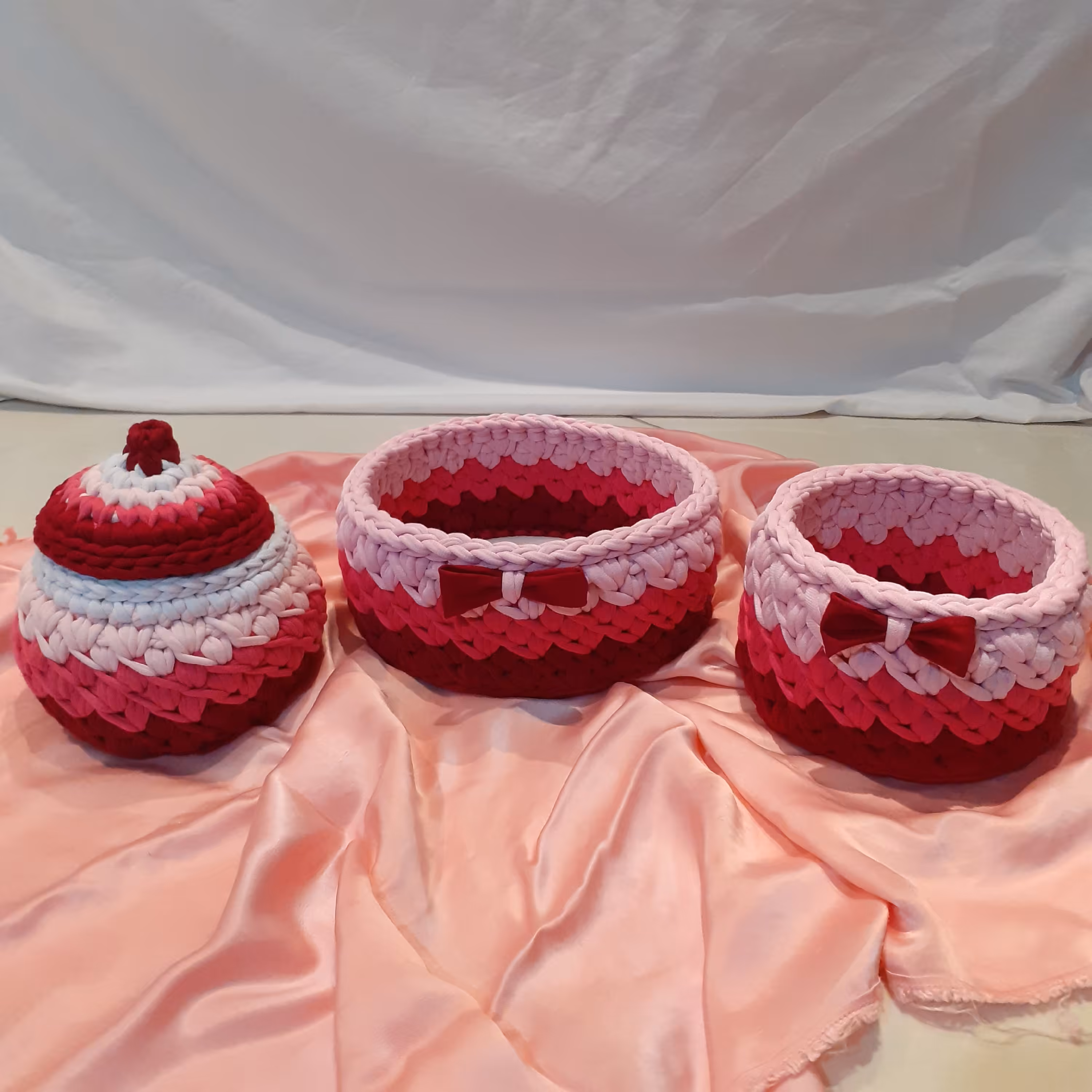 ست 3 تایی سبد تریکو نظم دهنده لوازم آرایشی و ...