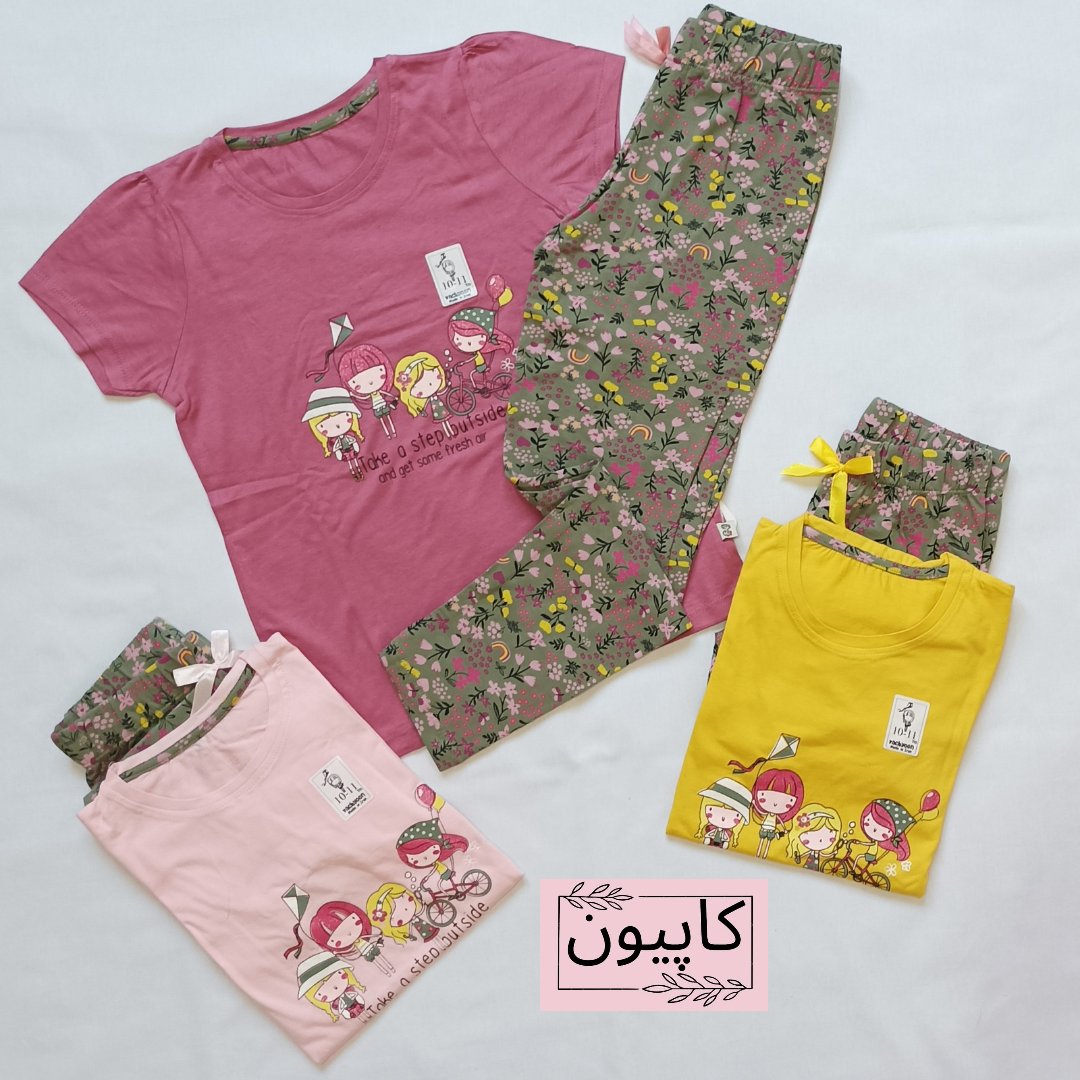 تیشرت شلوار دخترانه طرح گردش