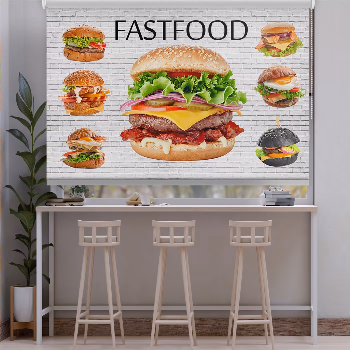 پرده شید طرح چیز برگر BAs-7646