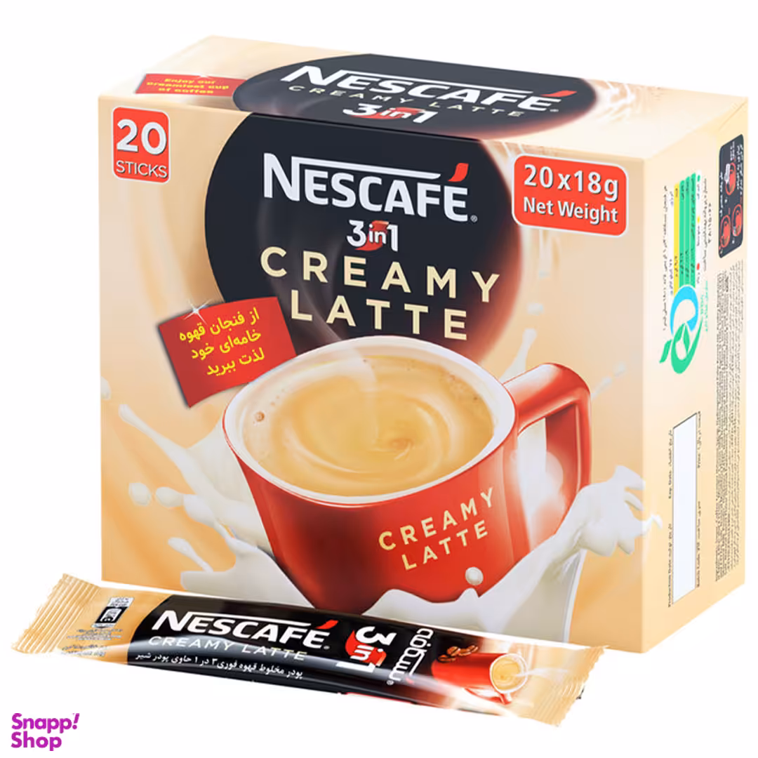 پودر مخلوط قهوه فوری 3 در 1 حاوی پودر شير نسکافه 18 گرمی بسته 24 عددی