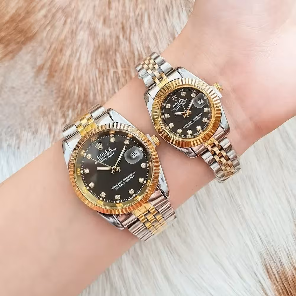ست ساعت رولکس بند دو رنگ