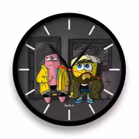 ساعت دیواری  راویتا مدل باب اسفنجی کد 3419  در رنگ های مشکی و سفید 