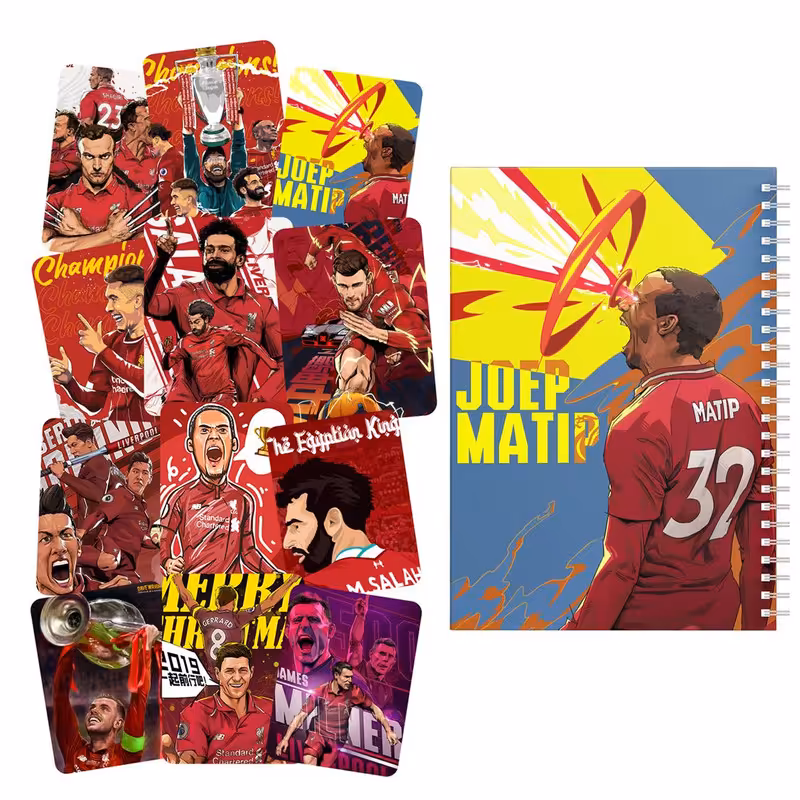 دفتر یادداشت باژیکان طرح فوتبالی لیورپول کد 20111649 به همراه برچسب مجموعه 12 عددی