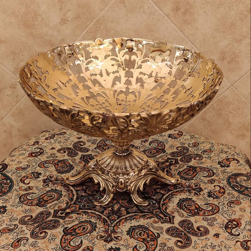 میوه خوری برنجی طرح نیلوفر سایز 4 کد 5007 ( میوه خوری برنز)
