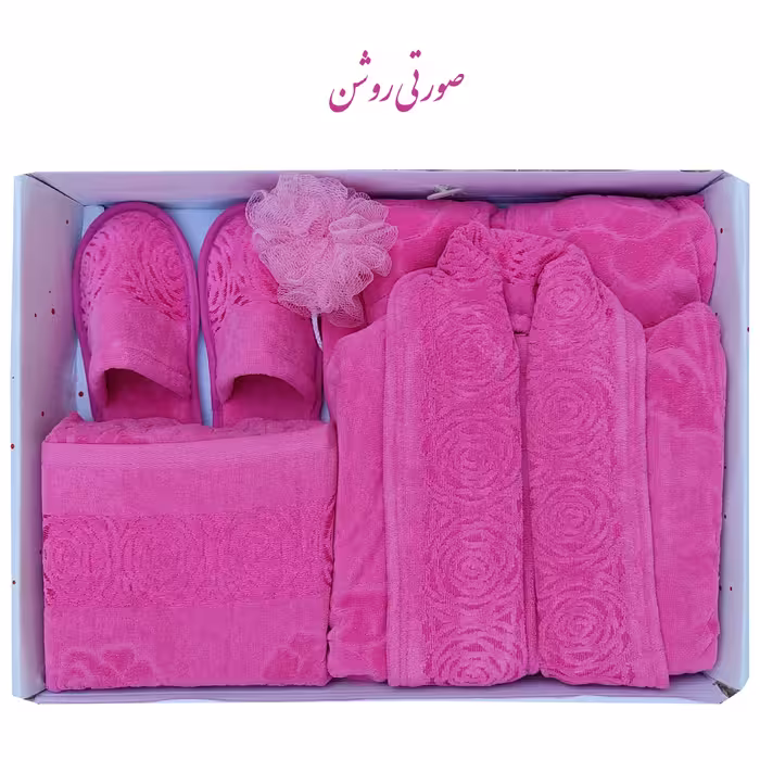 سرویس حوله 4 تکه مدل رز با کیفیت بدون پرز و بدون رنگدهی