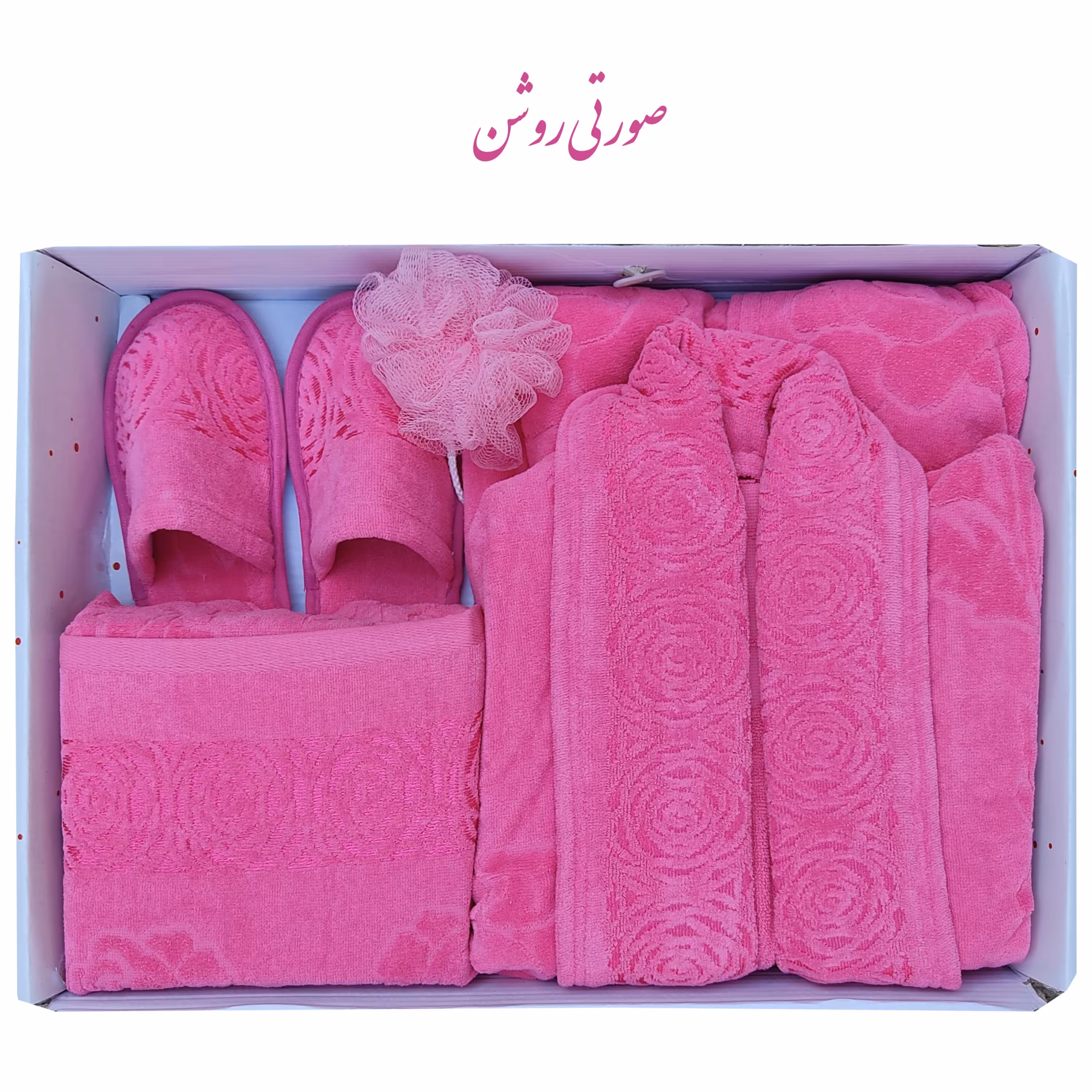 سرویس حوله 4 تکه مدل رز با کیفیت بدون پرز و بدون رنگدهی