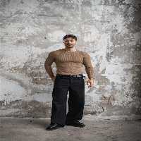 پلیور چند رنگ مردانه جزئیات شانه قهوه ژاکت بافته OUTFİT MAN