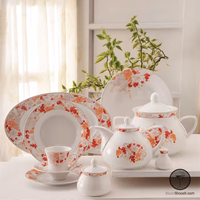 سرویس غذاخوری 12 نفره ملانی 108 پارچه سری شهرزاد چینی زرین