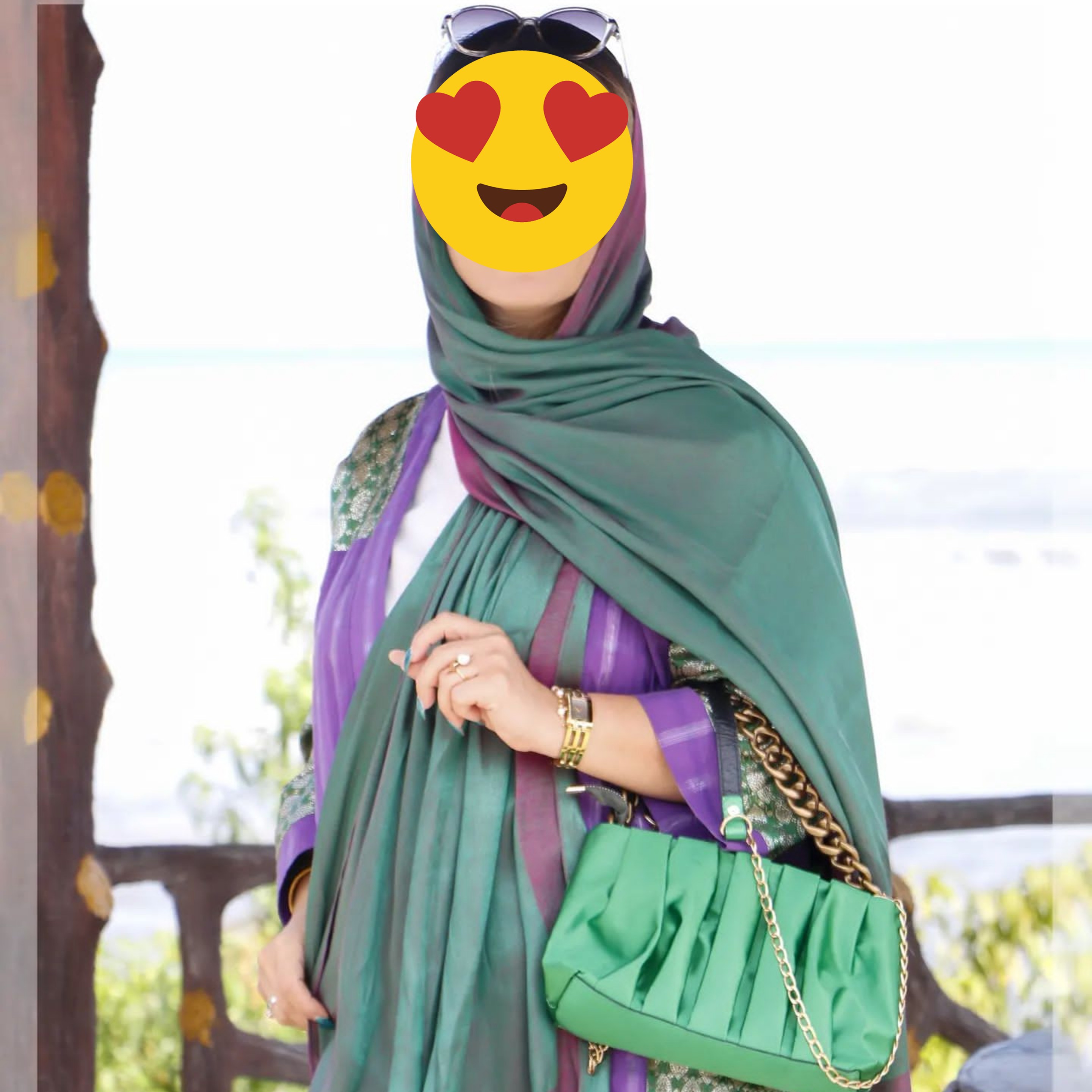 شال بامبو دو رو سبز بنفش (ارسال رایگان)