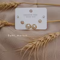 گوشواره سه جفتی مرواریدی کره ای ایمی 