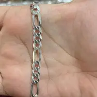 دستبند نقره مردانه ایتالیایی فیگارو  7.5میل  عیار 925با عیار 925و آبکاری طلا سفید ضد حساسیت