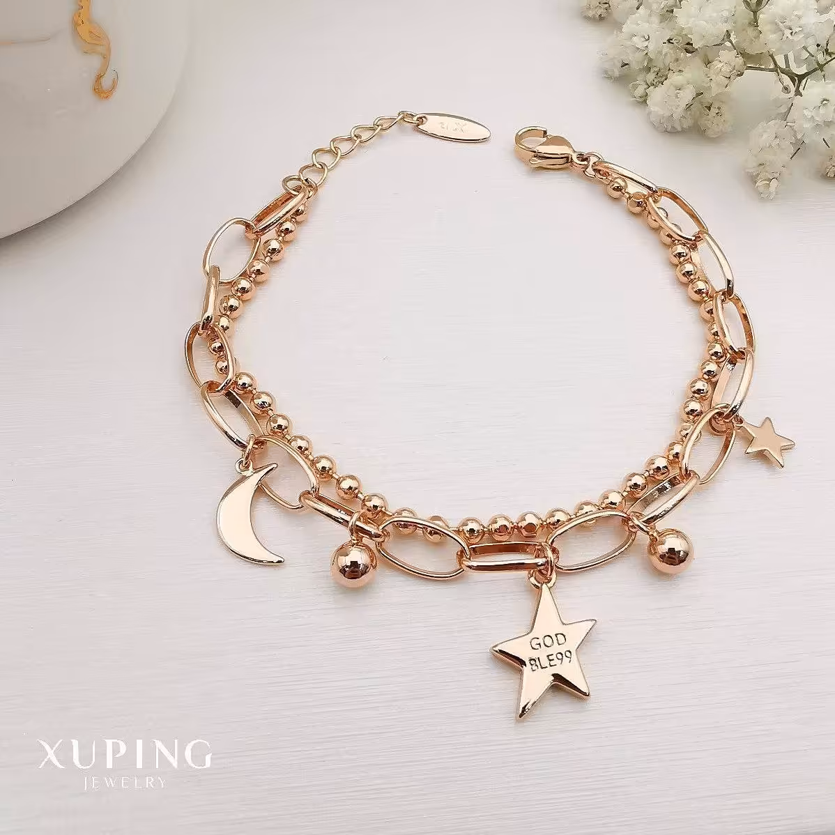 دستبند ژوپینگ آلیاژمس آبکاری طلا درجه یک رنگ ثابت و ضدحساسیت