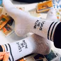 جوراب Leave Me Alone ساقدار زمینه سفید اسپرت نخ پنبه