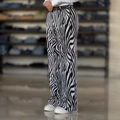 شلوار بافت طرح دار