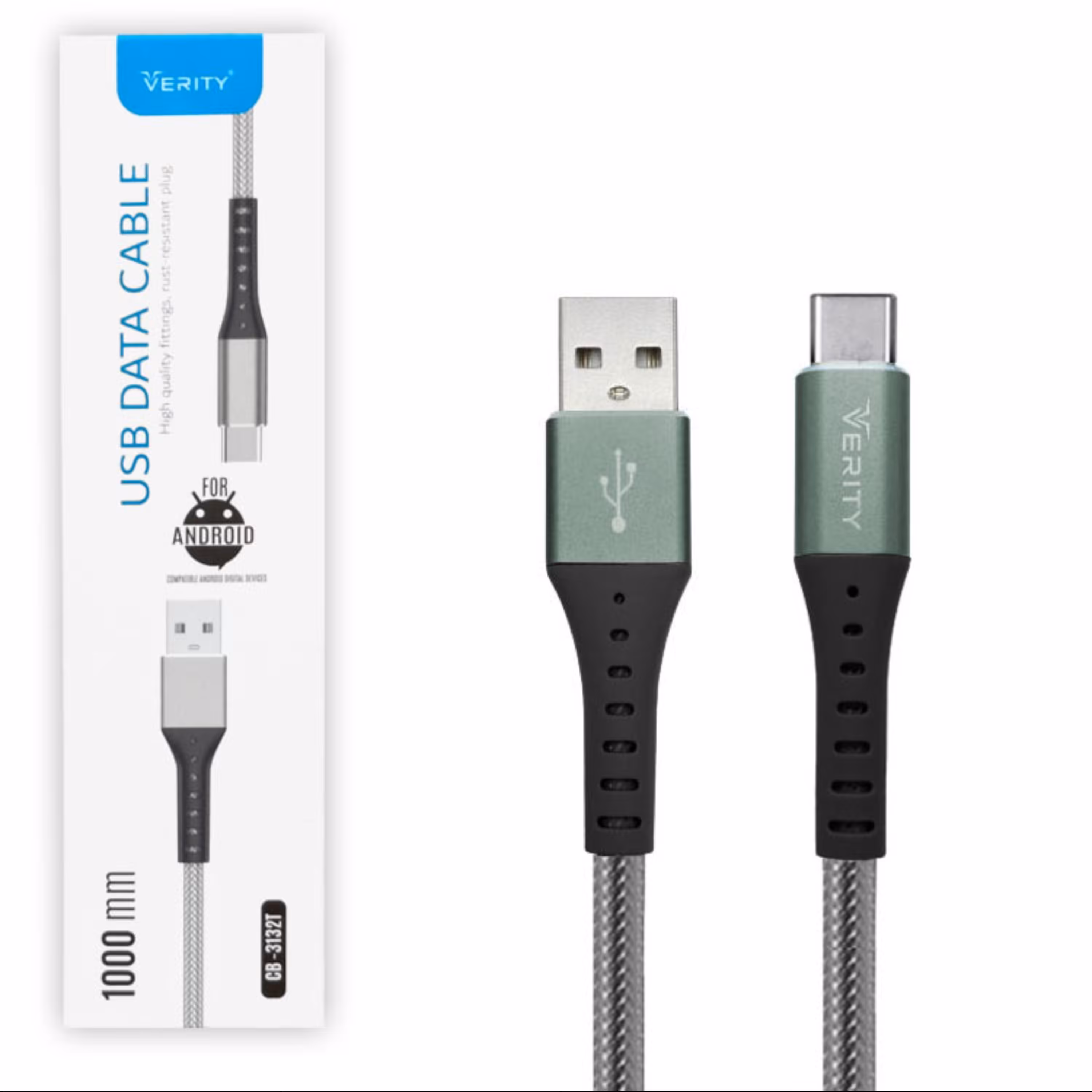 کابل دیتا و شارژ Type-C VERITY مدل CB3132 نقره ای
