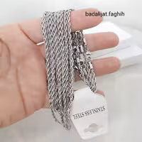 زنجیر طنابی طرح طلا  استیل درجه یک کاملا رنگ ثابت با آبکاری طلا سفید 