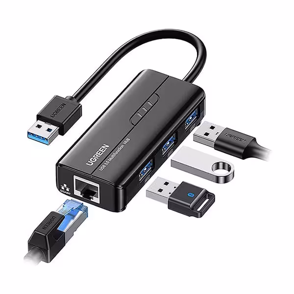 هاب 4 پورت یوگرین USB 3.0 To 3*USB 3.0  LAN مدل CR103کد 20265