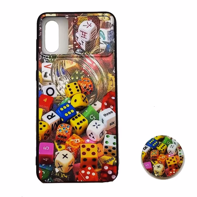 قاب طرح دار تاس محافظ لنز دار کشویی پاپ سوکت دار سامسونگ SAMSUNG Galaxy A02