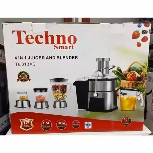 آبمیوه گیری چهارکاره تکنو اسمارت Techno صفحه لمسی پایه بدنه استیل توان 1100 وات ارسال رایگان