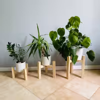 استند گلدان چوبی روستیک دکور مجموعه سه عددی (پس کرایه)