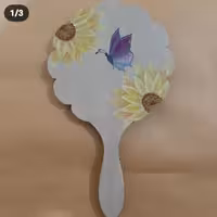 آینه دستی چوبی نقاشی شده با رنگ و روغن 