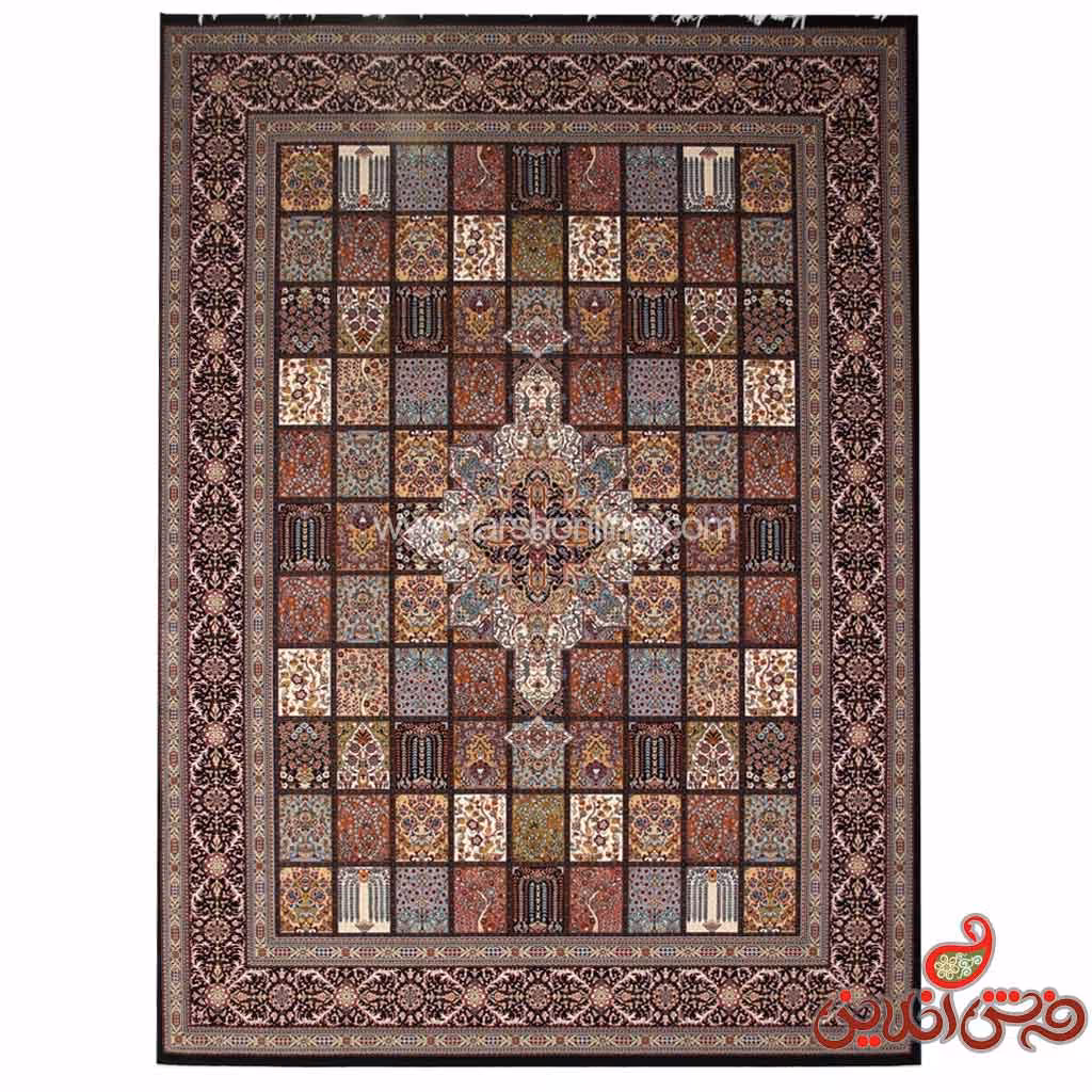 فرش زمرد مشهد طرح 25017 سرمه ای