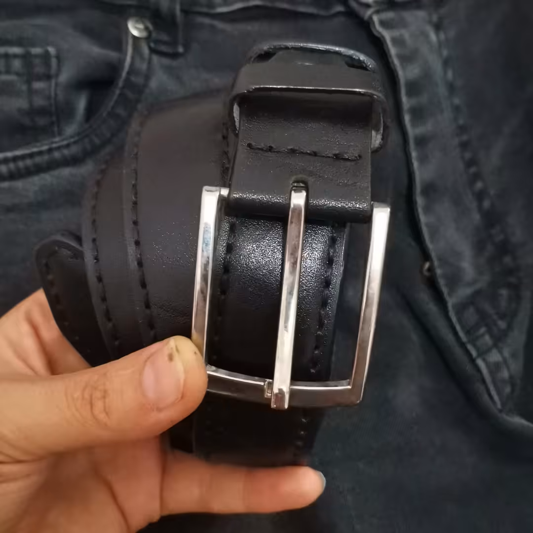 کمربند سه لایه چرم طبیعی سگک سوزنی