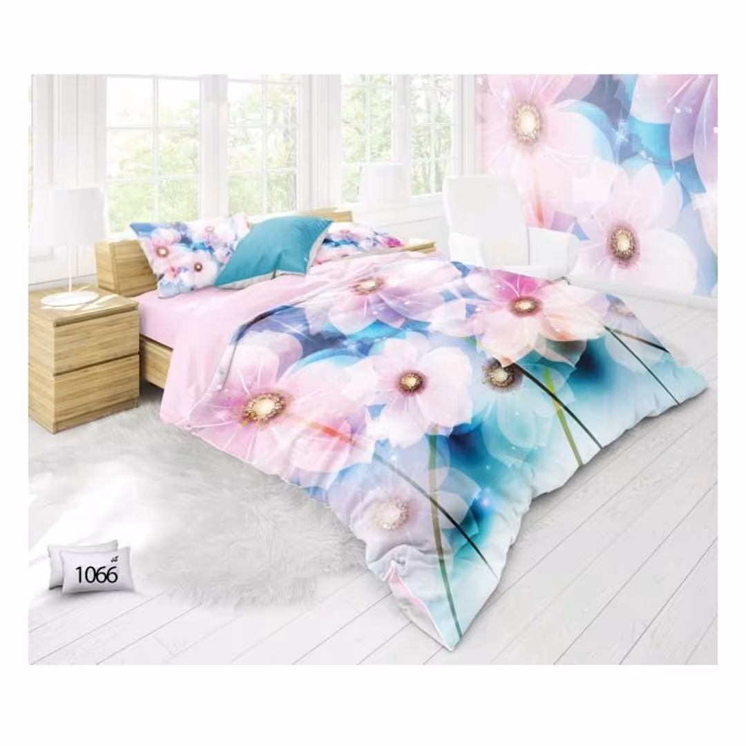 ست روتختی سه بعد ی ونفره 6 تکه شامل یک عدد لحاف و یک عدد ملحفه دور کشدار و چهار عدد رو بالش
سایز لحاف 220 در 240 فیکس
