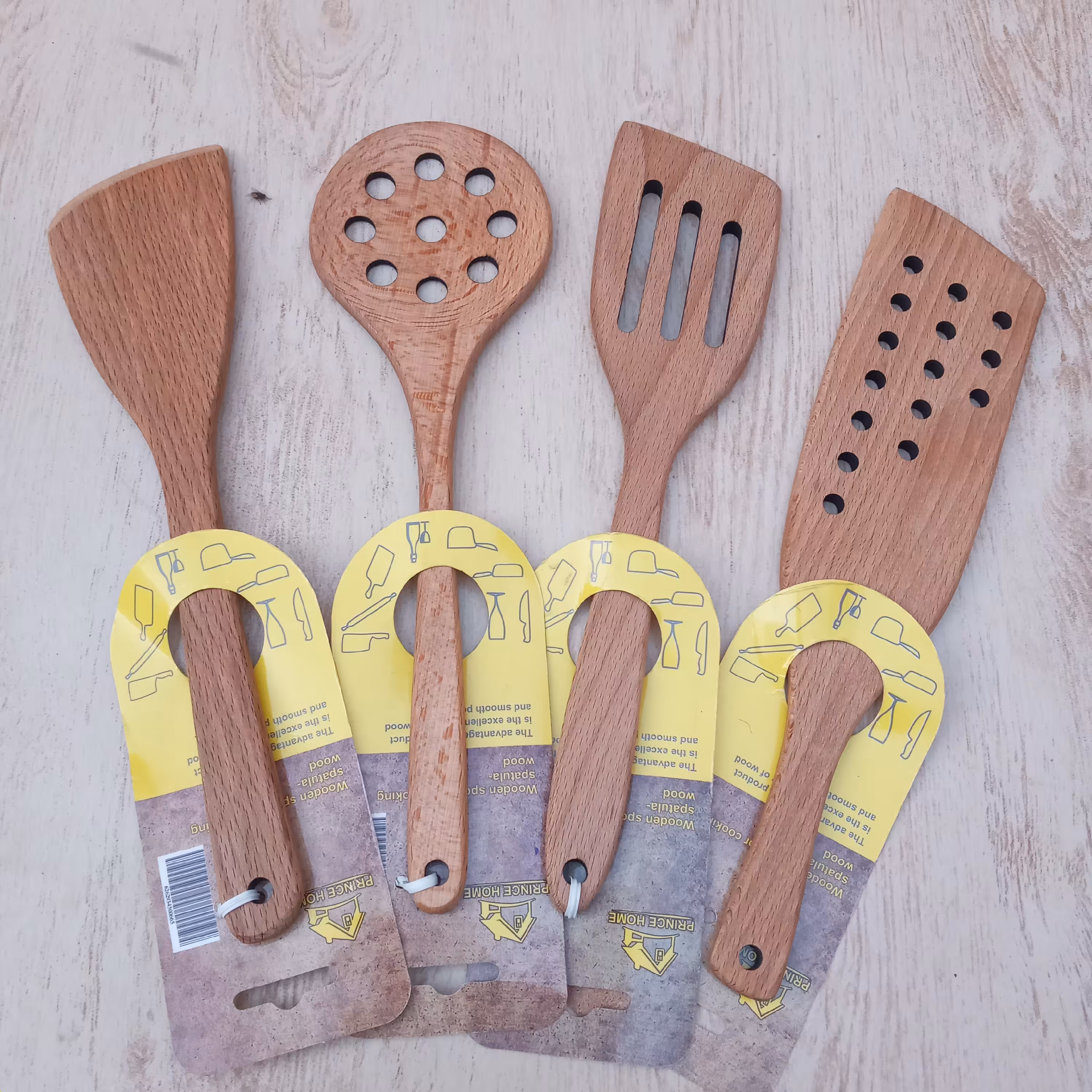 سرویس کفگیر چوبی 4 عددی  27.5 سانتی کیفیت مرغوب برای پخت و پز جنس چوب عالی