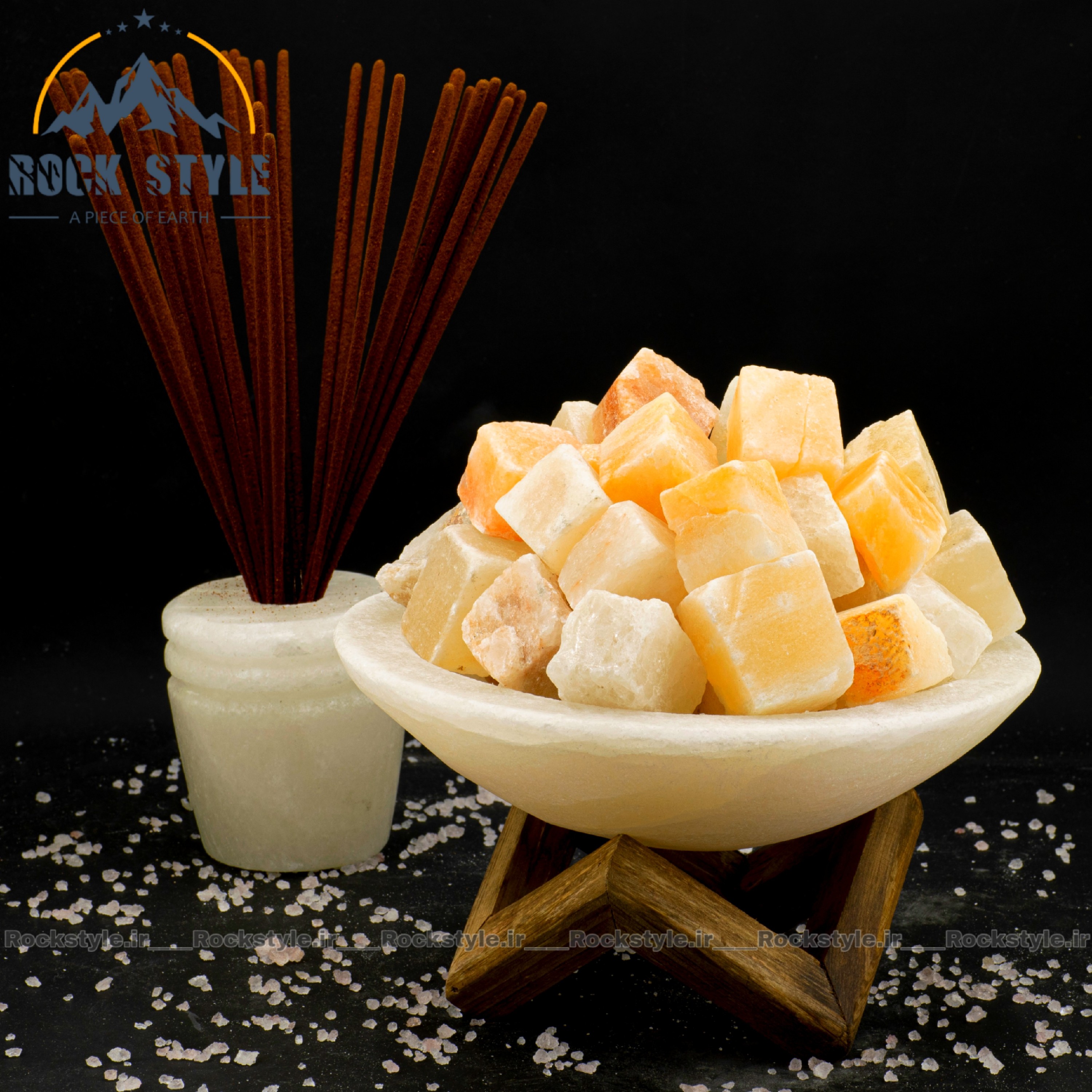 آباژور  سنگ نمک کاسه لاکچری و حبه قند کد 104.0002 (چراغ خواب دکوری)