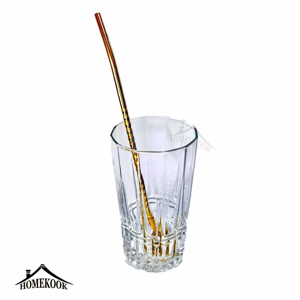 نی شربت خوری استیل طلایی