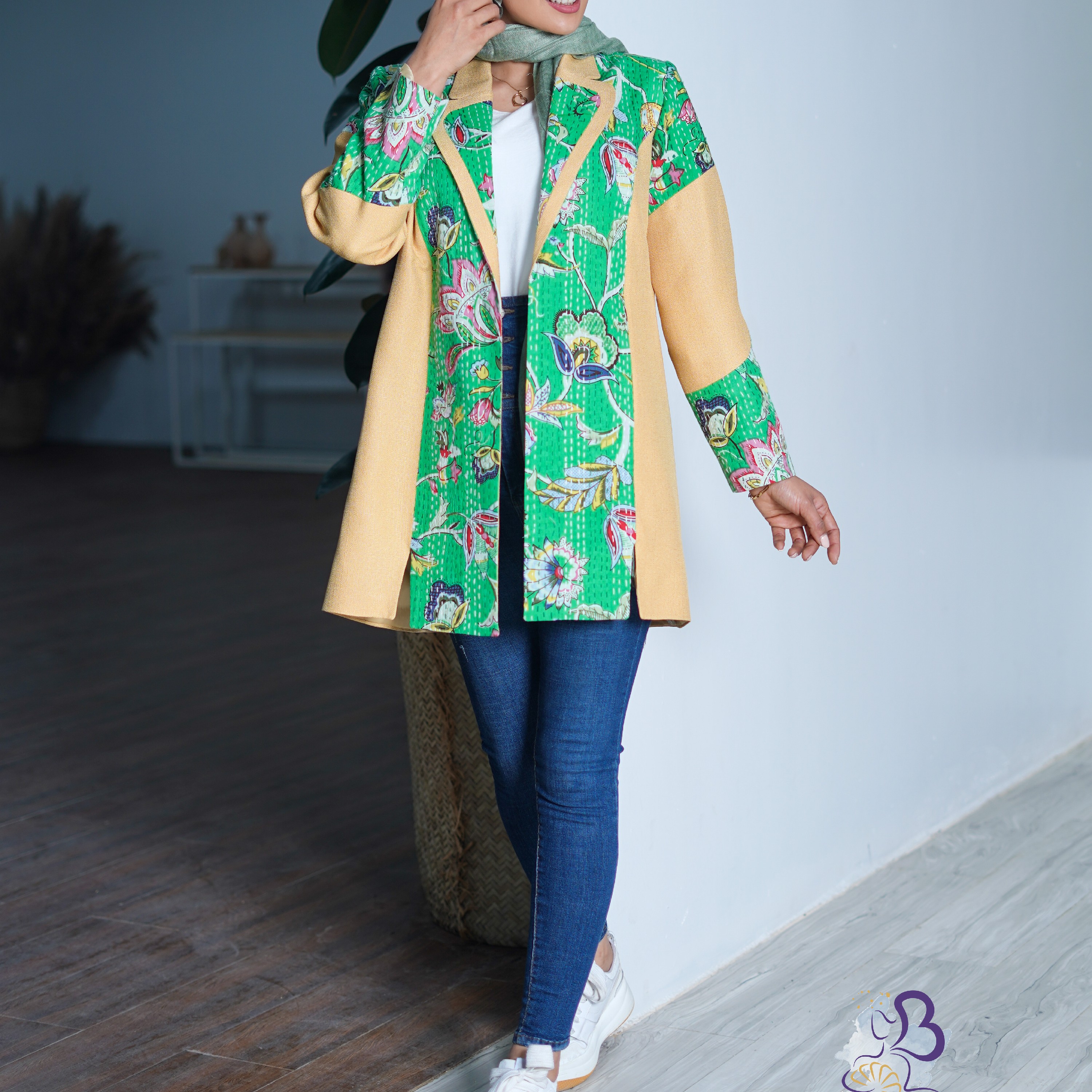 مانتو کتی( کوک دوزی تلفیق با کتان لمه)