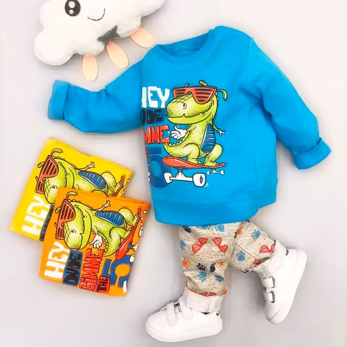 ست بلوز شلوار اسپورت طرح داینلسور شیطون