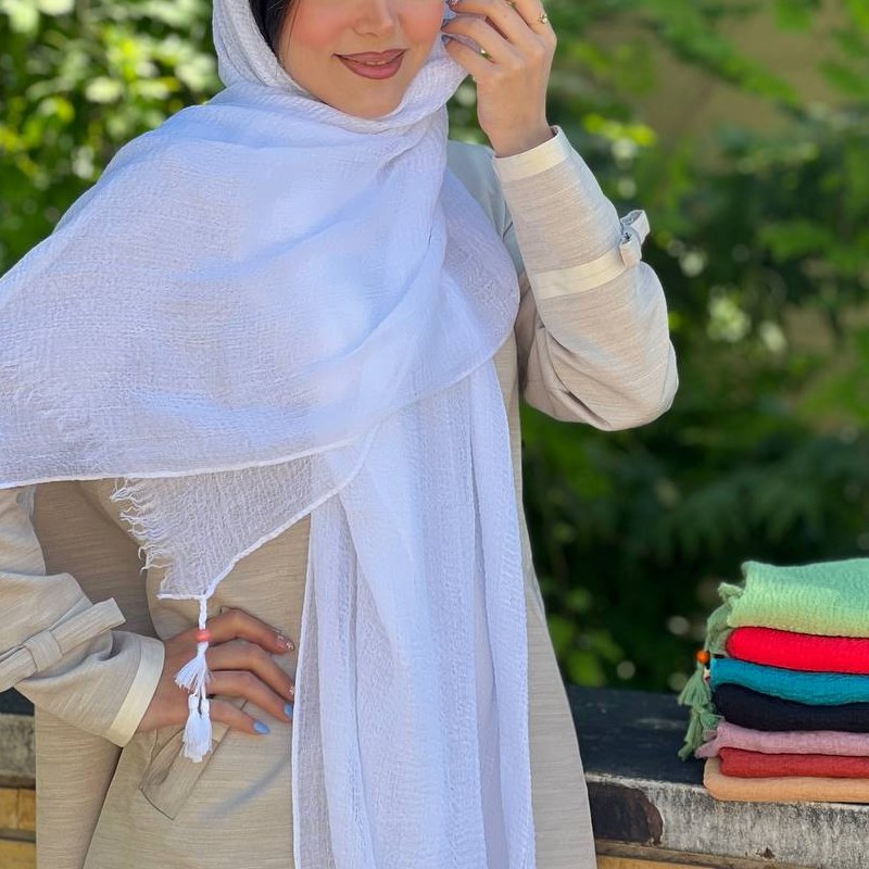 شال پلیسه نخی منگوله دار کد42188(3)