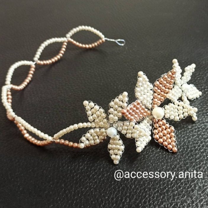 ریسه مرواریدی سفید طلایی