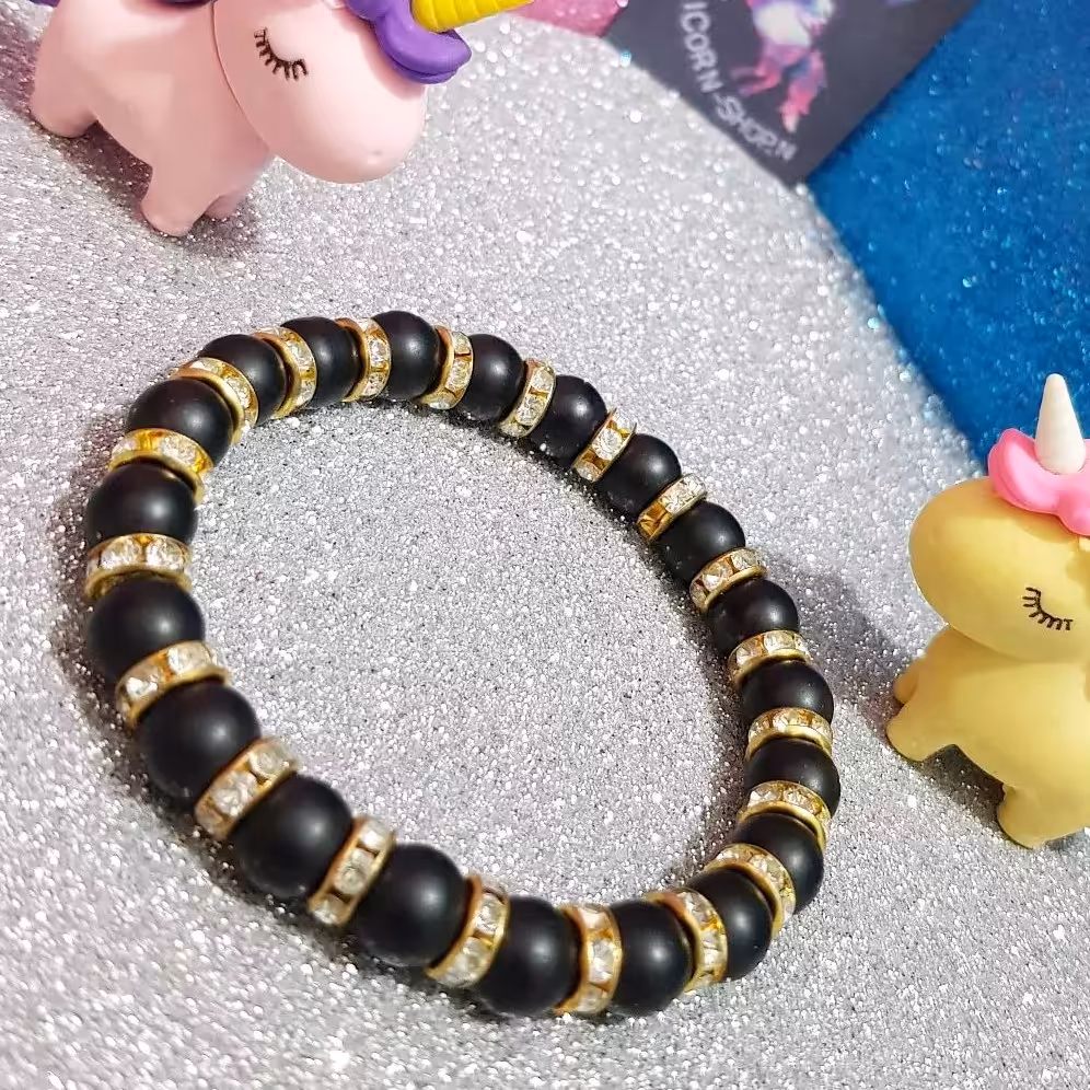 دستبند مهره ای رینگ نگین