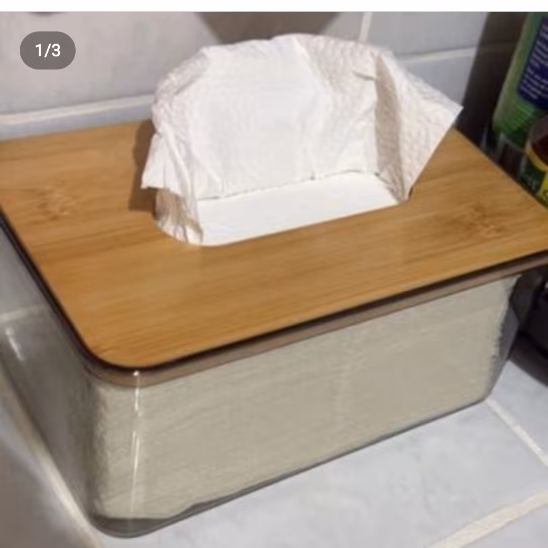 جا دستمالی آکرولیک با درب بامبو یه کاربسیار زیبا مقاوم و وارداتی