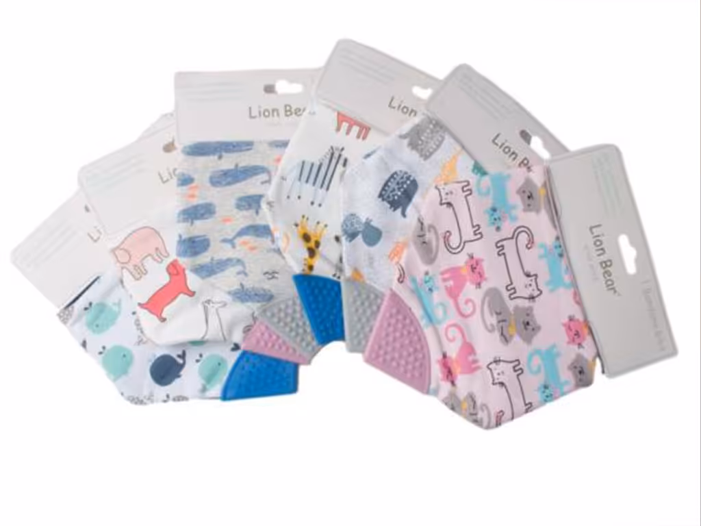 پیشبند دستمال گردنی دو طرفه دارای دندان گیر سیلیکونی لیون بیر LION BEAR