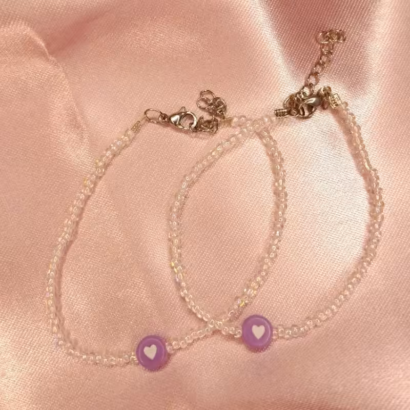 دستبند ست منجوقی هلوگرامی قلبی دستساز 