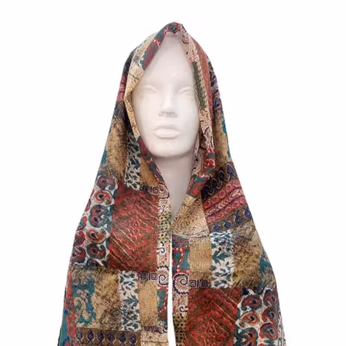 شال نخی شاد برند اچ پی اس hps سایز 185 در 73 مدل  H 12  کد 1 حاشیه سرمه ای